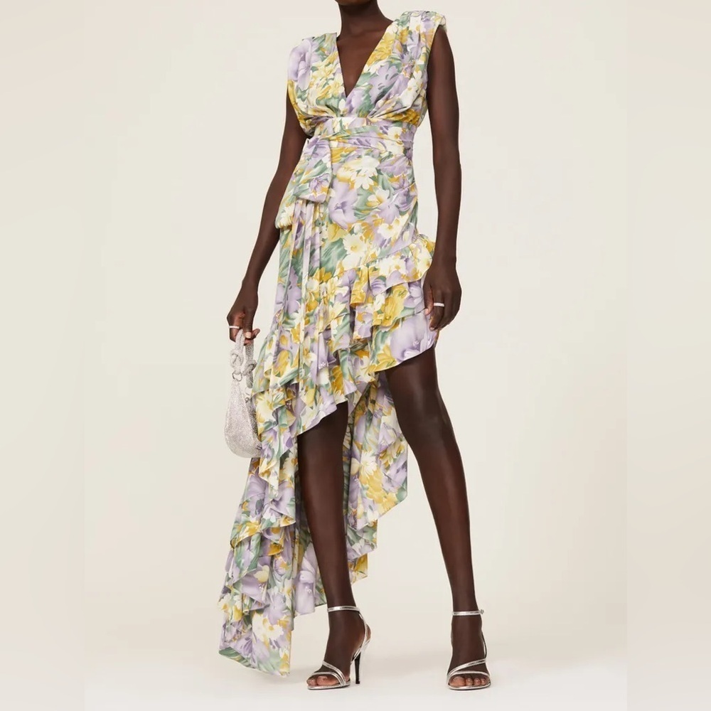 Bronx & Banco Floral Tropics Side Slit Ruffle Dress Size US 8